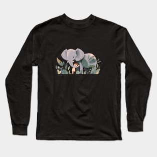 Cute Elephant Animal Loving Cuddle Embrace Children Kid Tenderness Long Sleeve T-Shirt